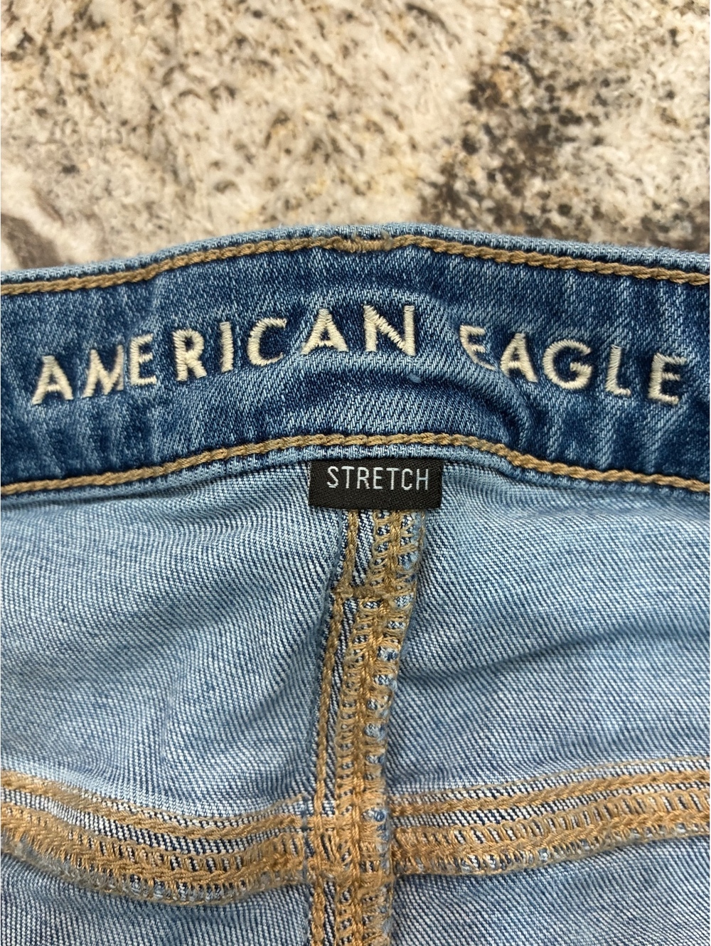 American Eagle Distressed Flared Jeans with Knee Patch - Picture 7 of 9